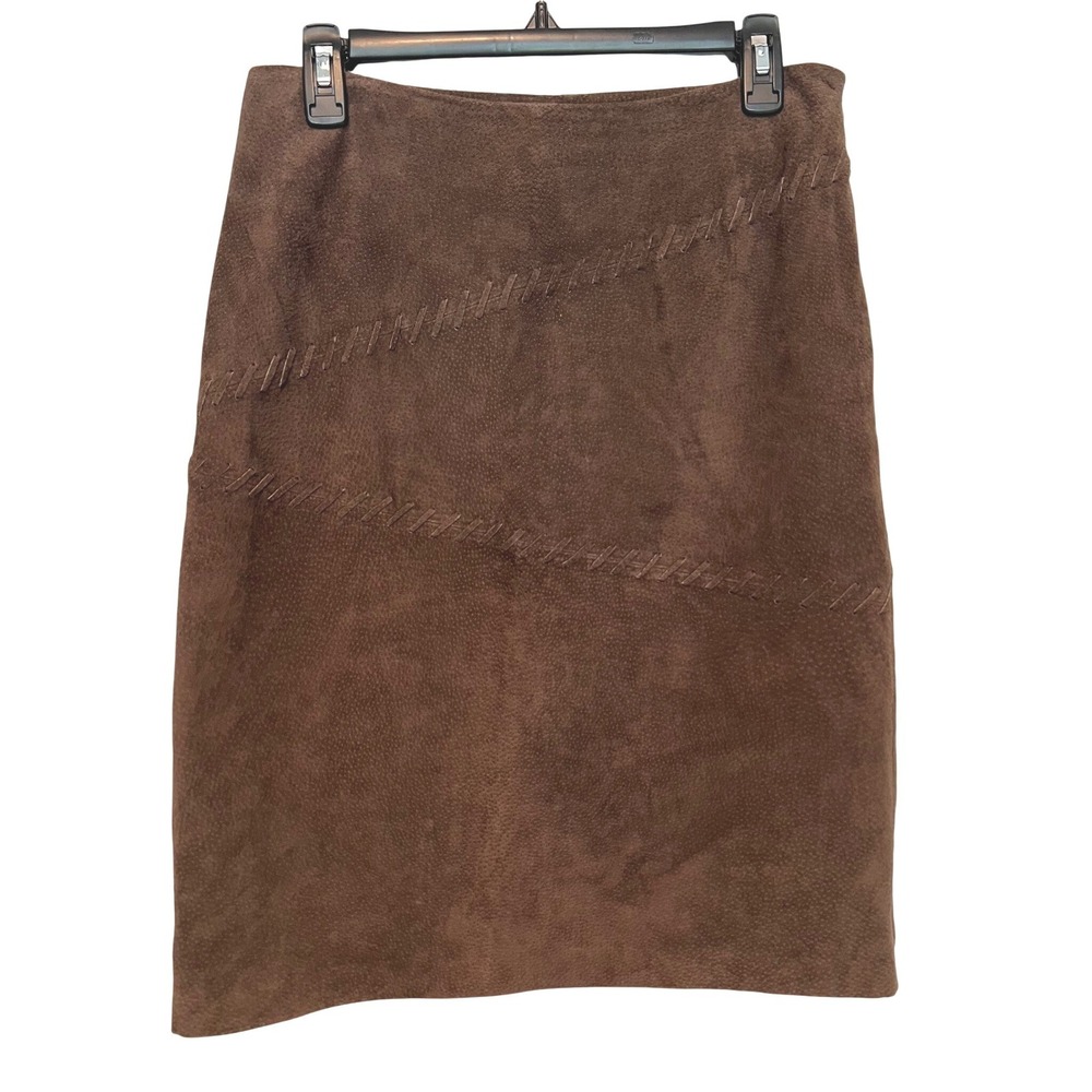 Brown Suede Pencil Skirt - Classic Women's Skirt